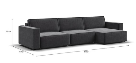 Угловой диван Босс Софт Модуль Макс Вельвет Корд графит