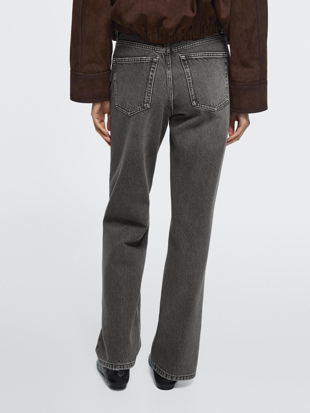 Massimo Dutti Прямые джинсы с высокой талией, угольный