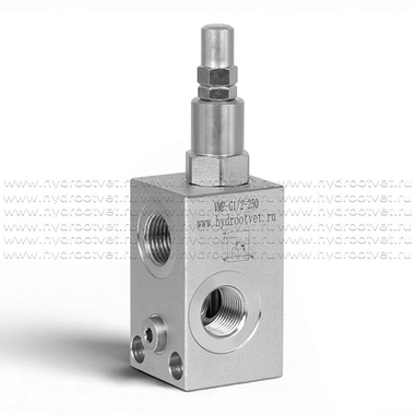 VMP-G1/2-250 - Предохранительный клапан трубный тройником G1/2, 50-250 бар