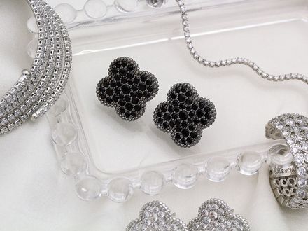 Серьги-гвоздики "Клевер" 19мм, со стразами