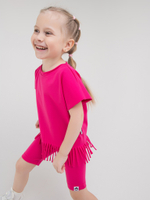 Костюм футболка с бахромой и велосипедки "Ягодный"