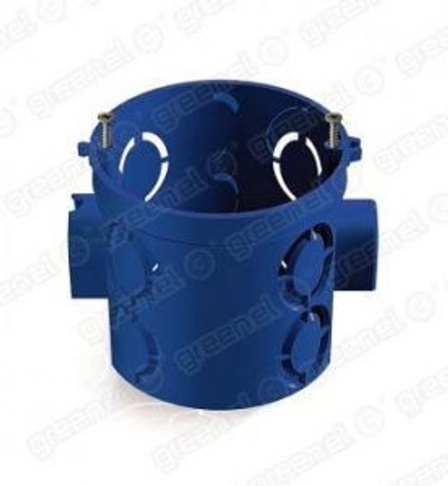 Коробка для кирпичных стен "уши" синяя d68х62