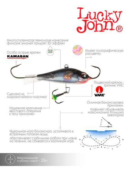 Балансир Lucky John BALTIC 6 с тр. 60мм/13H блистер