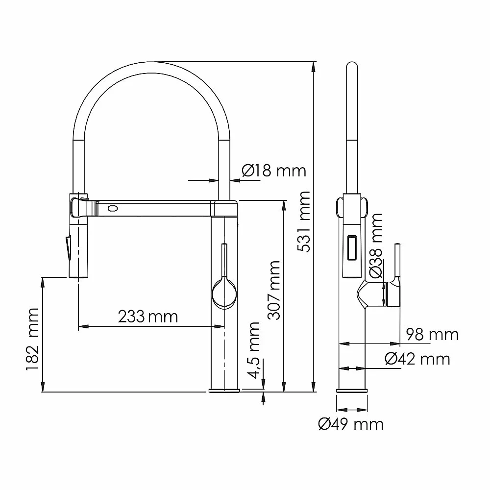 Смеситель для кухни WasserKraft A8867 сенсорный, черный Soft-touch