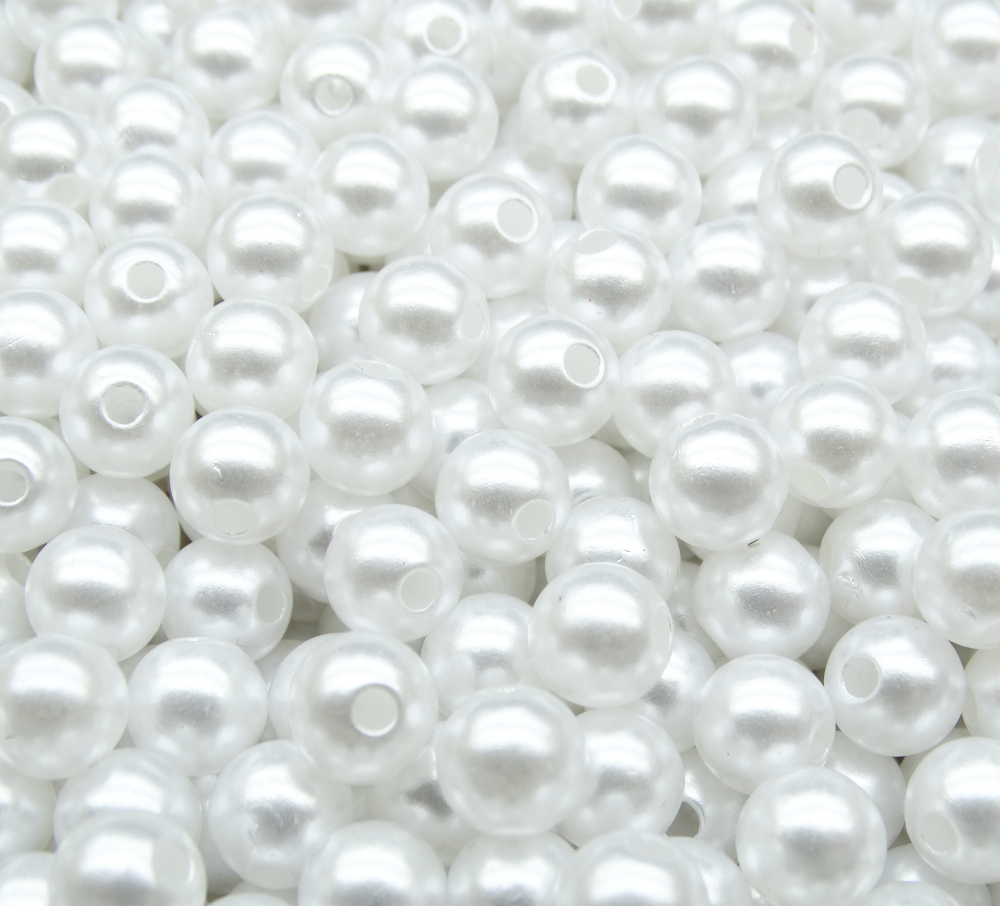 БА001НН8 Акриловые бусины круглые, цвет: белый, размер: 8 мм, 25 гр.