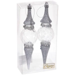 Елочные игрушки «Искры» 5*5*19 см (набор 2 шт), Белый