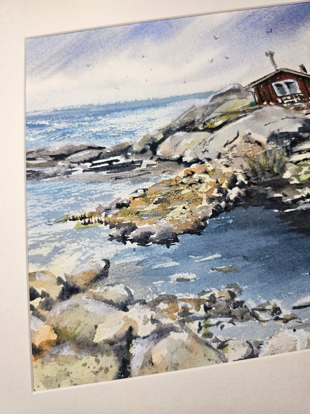 Картина авторская акварельная в паспарту 30х40 см на стену для интерьера "Тут родились Муми-тролли"