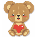 Шар Фольгированный Медвежонок с сердцем (Ассорти)