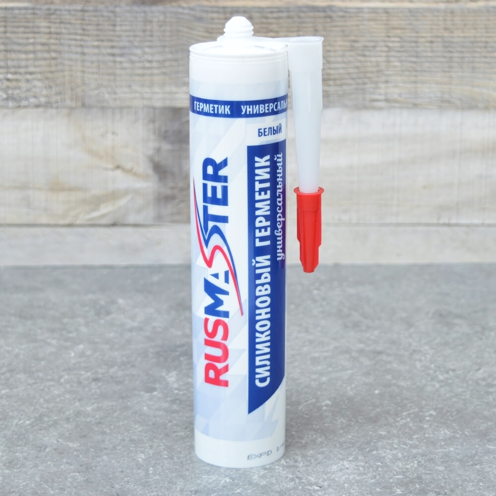 Герметик 300мл универсальный силиконовый "RUS-MASTER", белый нейтральный (302-006)
