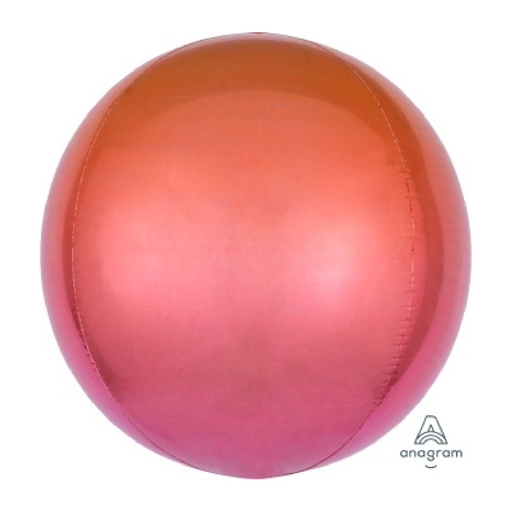 Шар 3D Сфера Омбре Красно-оранжевая 41 см