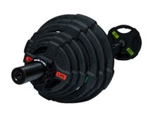 Штанга олимпийская 128 кг (диски с двумя хватами, черный гриф)