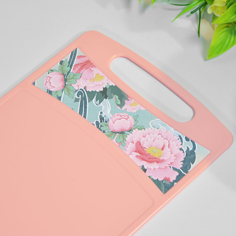 Доска разделочная 26*15,5*0,35см "Bergamo. Сад пионов" (розовый)