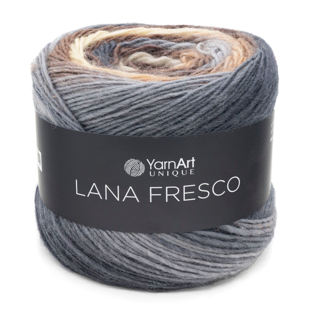 Лана Фреско (Lana Fresco) пряжа YarnArt 100%шерсть 4х100г/380м (8114 коричневый-св.коричневый-молочный-св.джинсовый)