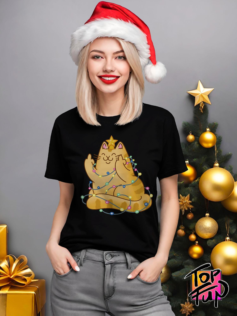 Футболка Котик гирлянда