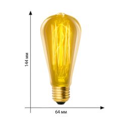 IL-V-ST64-60-GOLDEN-E27 VW02 Лампа накаливания Vintage. Форма конус. Форма нити VW. Картон. ТМ Uniel