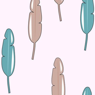 листья на розовом