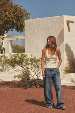 ZARA ТОП С ГОРЛОВИНОЙ ХАЛТЕР И ПРИНТОМ «ЛИМОНЫ», ЖЕЛТЫЙ