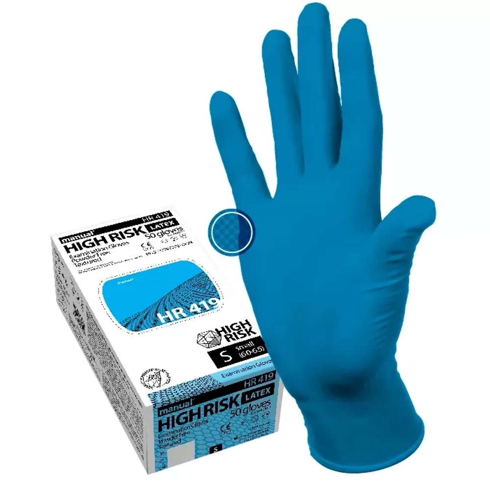 Перчатки Heliomed HIGH RISK MANUAL DL-219 размер M латексные смотровые нестерильные неопудренные 25 пар