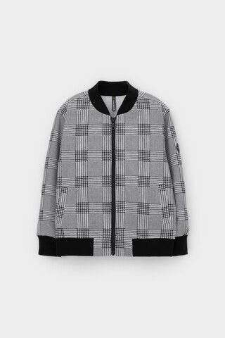 жакет  для мальчика  КР 302682/св.серый меланж,костюмная клетка к546