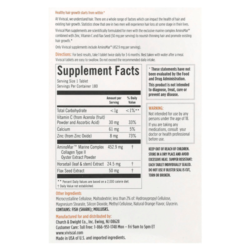 Viviscal, Для мужчин, улучшенное здоровье волос, 180 таблеток