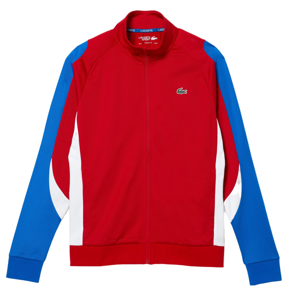 Мужская теннисная кофта Lacoste SPORT Classic Fit Zip Tennis Sweatshirt - red/blue/white