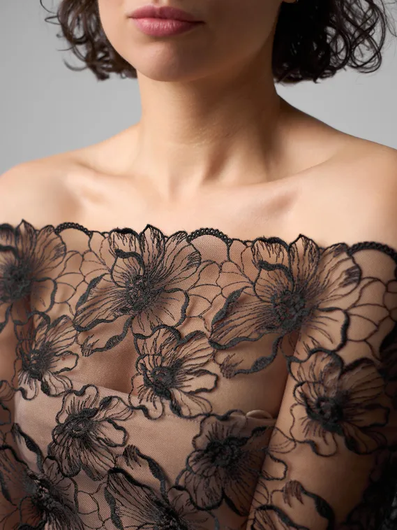 05-172 ОПТ Вышивка на неэл. сетке 25 см, черный 170