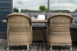 "Бергамо" обеденная группа угловая из искусственного ротанга, цвет соломенный