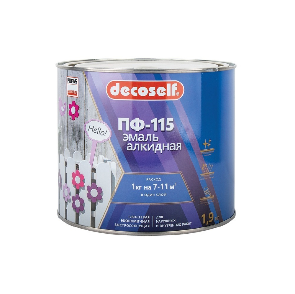 Decoself ПУФАС Эмаль ПФ-115 сиреневый 1,9кг=1,4л