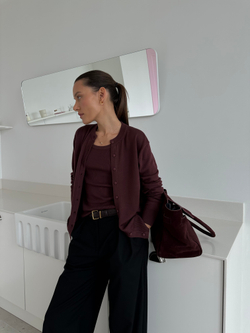 Кардиган из вискозы с шерстью бордовый