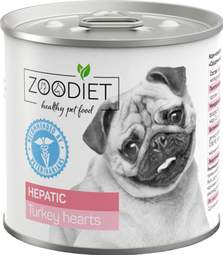 Консервы диета для собак Zoodiet Hepatic Turkey Hearts Сердечки индюшиные поддержка функции печени 240 г