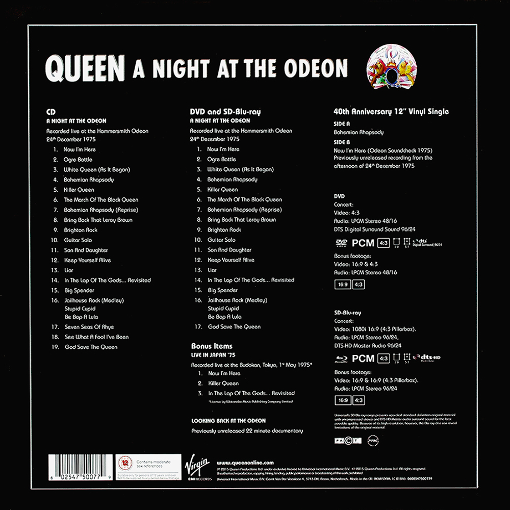 Queen / A Night At The Odeon (Deluxe Edition)(CD+DVD+Blu-ray+12" Vinyl Single)
