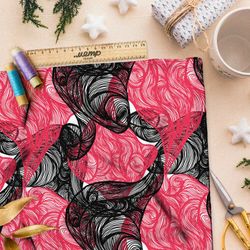 Ткань мембрана витиеватый чёрные и розовый дым