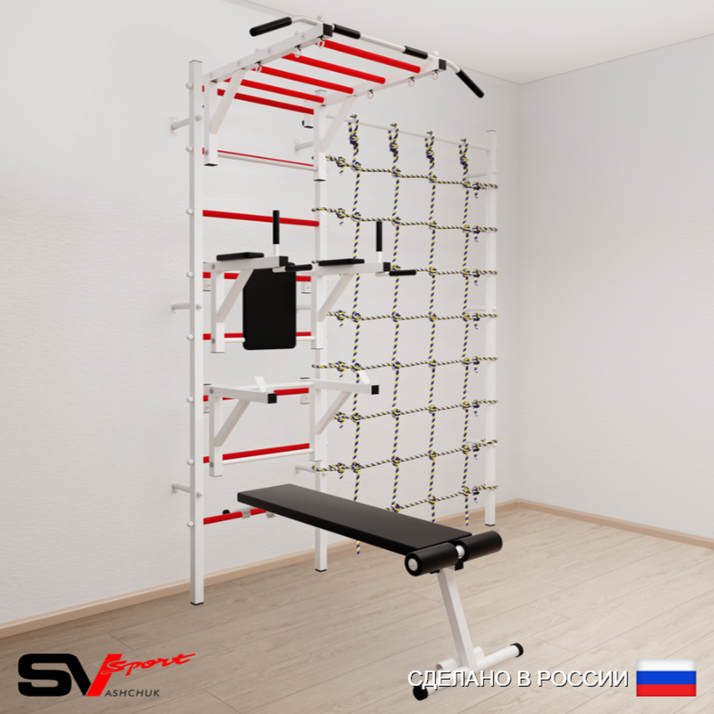 Шведская стенка Sv Sport 5260 (Турник рукоход/Брусья/Стойка/Скамья/Канатный лаз)