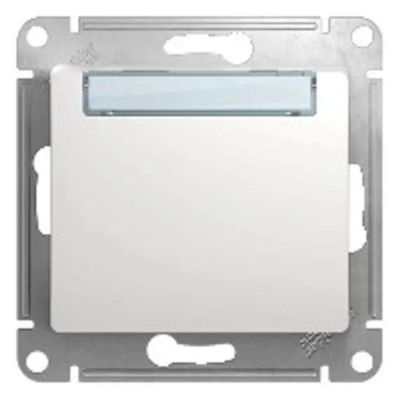 Механизм кнопки нажимной 1-кл. СП Glossa 10А IP20 (сх. 1) с табличкой бел. SchE GSL000119