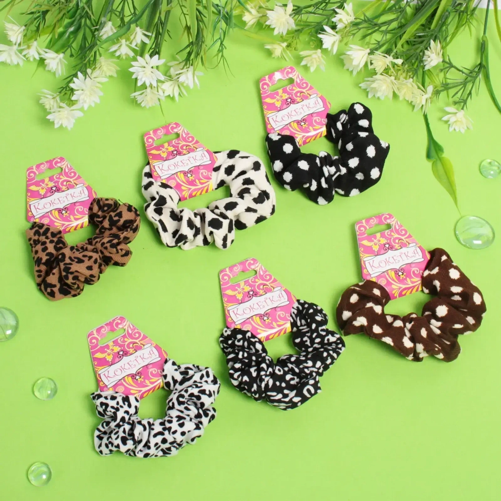 Резинка для волос «Collection School», принт леопард, микс 6 цветов, d-12см●