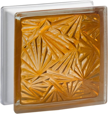 Стеклоблок Vitrablok Мороз Оранжевый 19x19x8 - окрашенный внутри