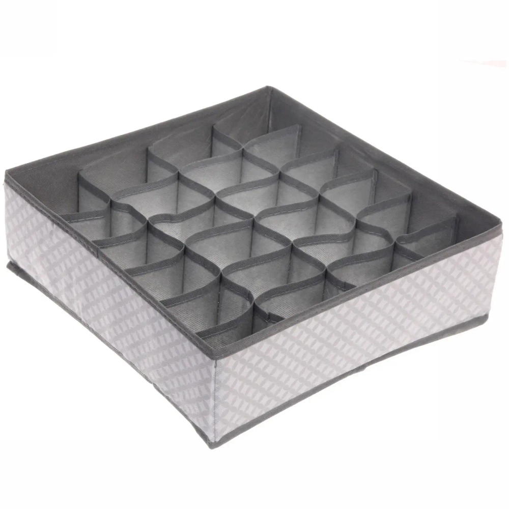 Кофр - органайзер для хранения вещей «ЭКЛАТТ», цвет пыльно - серый, 24 отделения, 32*32*10см