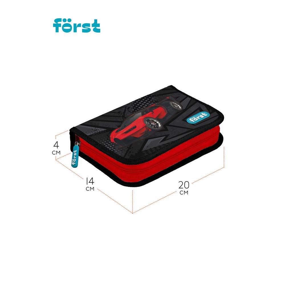 Пенал 1 отделение, 200*140*40 Först "Red car", дополнительная откидная секция, полиэстер