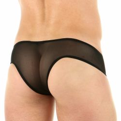 Мужские трусы брифы черные с розовой  вставкой Cosmos Colors сеточка 35624