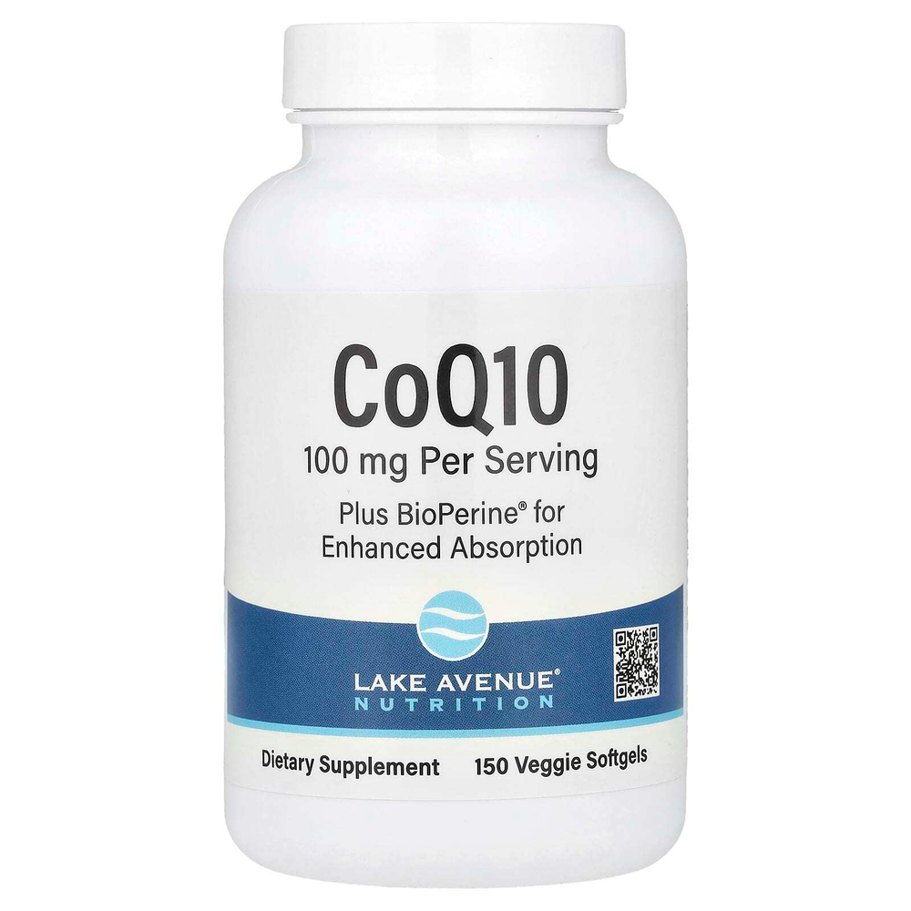 Lake Avenue Nutrition, коэнзим Q10 с экстрактом чёрного перца Bioperine®, 150 вегетарианских капсул