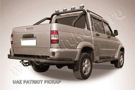 Защита заднего бампера UAZ Pickup (2008-2014) d76+d42 черная