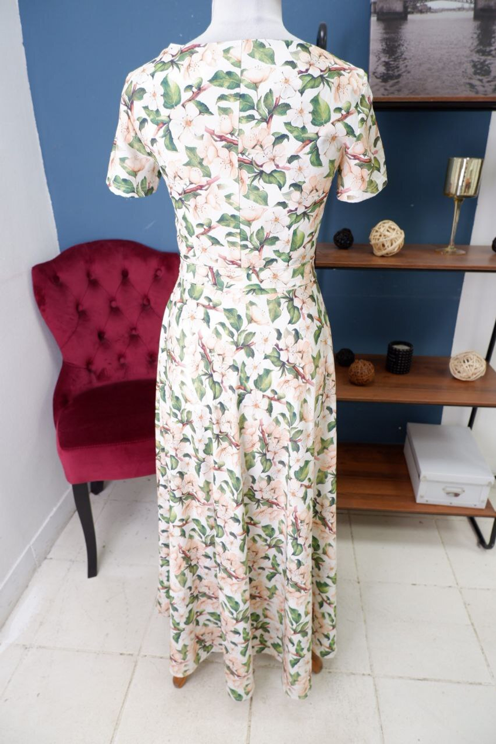 Платье Клюква Дизайн макси с принтом 42 размер