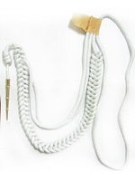 Аксельбант офицерский (1 наконечник) шелк белый с люрексной нитью