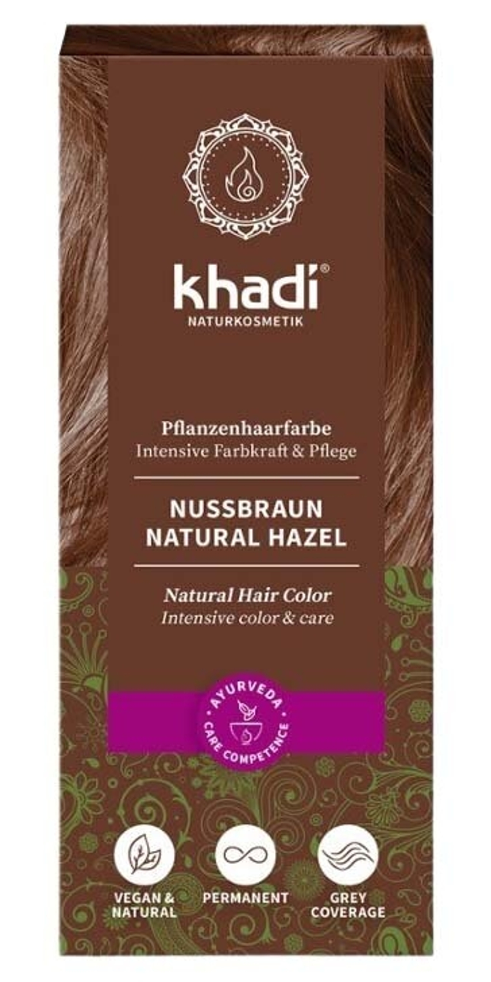Краска для волос Khadi, натуральный орехово-коричневый цвет, 100 гр
