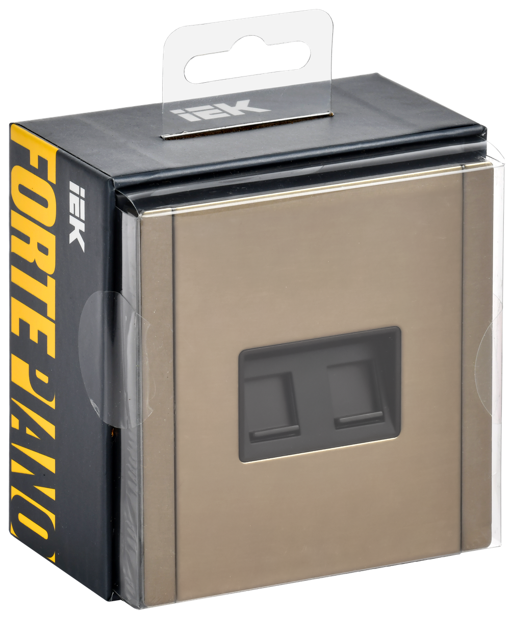 FORTE&PIANO Розетка компьютерная двойная RJ45 кат.5E FP633M металл шампань IEK