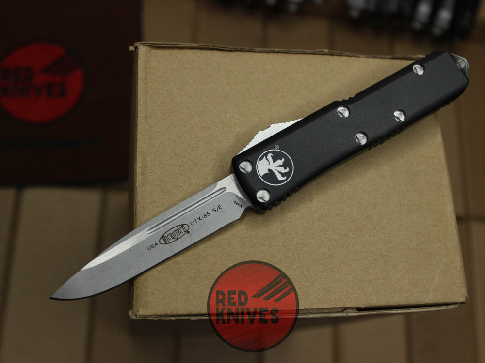 Нож Microtech UTX-85 A+++ Standard S/E - черная рукоять, стандартный апокалиптик клинок