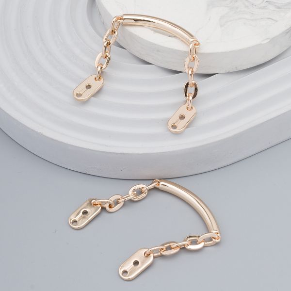 Цепочка-вешалка для одежды 105х7 мм, металл, Gold золото, 2 шт, MB196