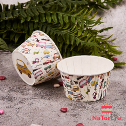 Формы бумажные с ламинацией «Маффин» 50х40 мм (Транспорт) 100 шт