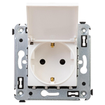 Розетка с крышкой в стену, 2P+E, с з/ш, "Avanti", "Белое облако"