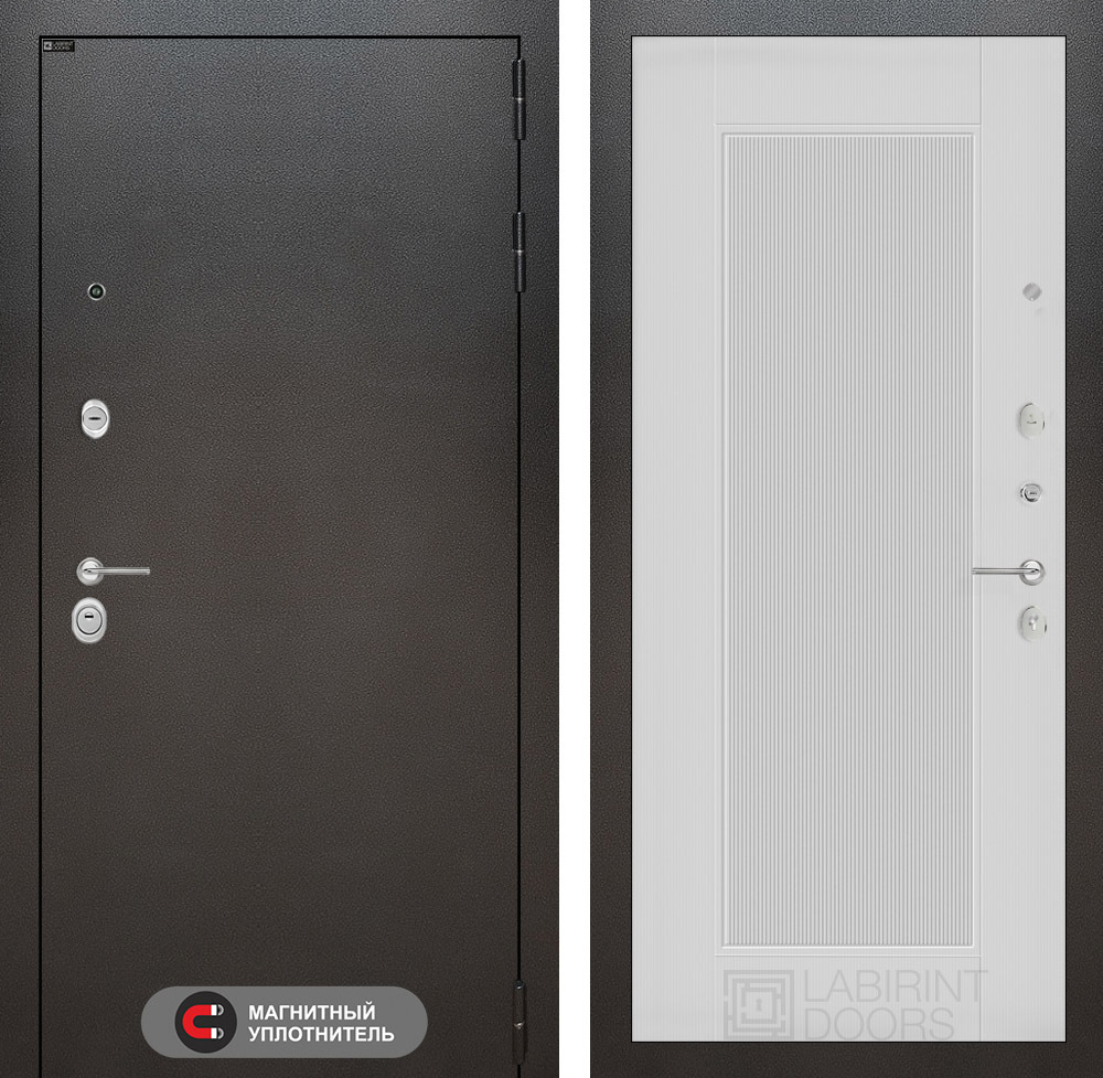 Дверь Входная Лабиринт SILVER 30 Белый софт рельеф металлическая